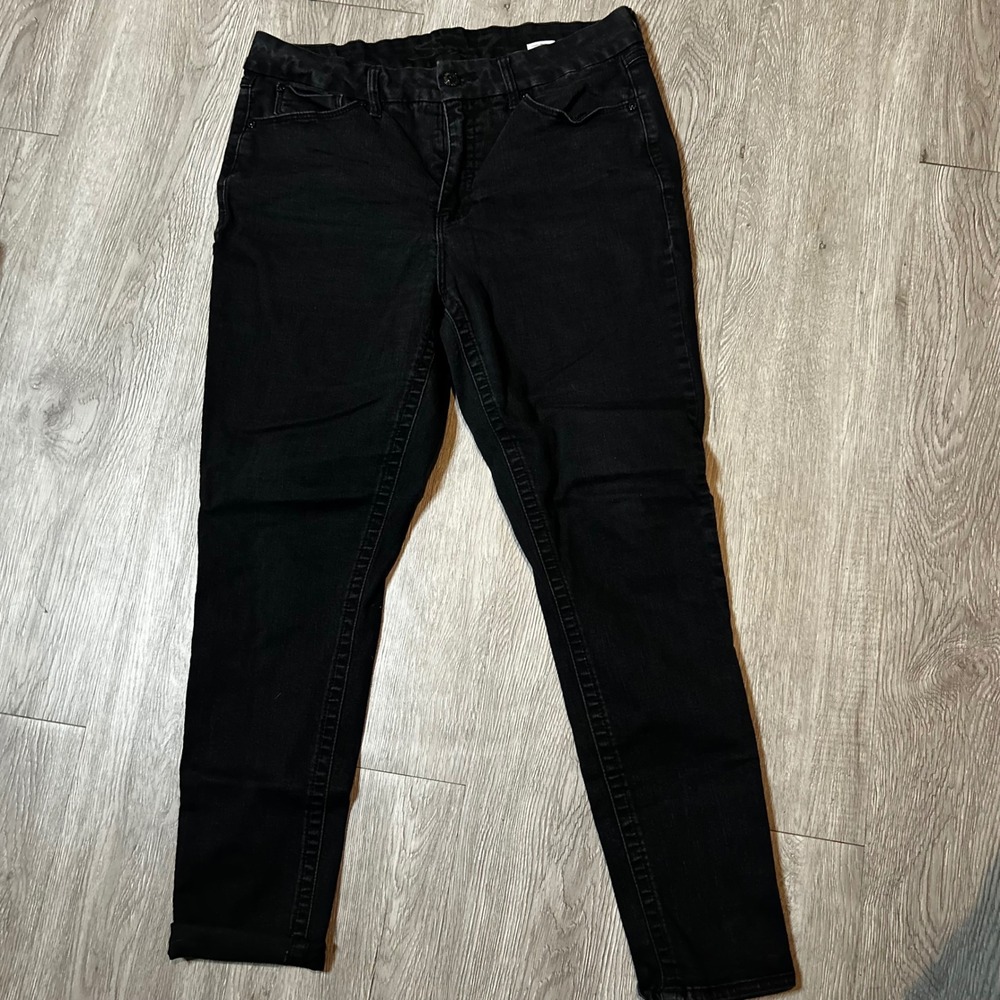 Seven7 Womens Black Skinny Jeans Mid Rise Stretch Denim Black Minimalist Grunge